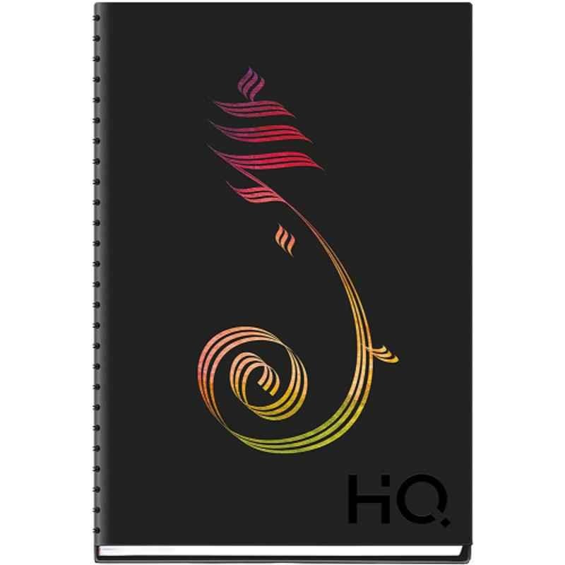 Navneet Ganesha HQ A5 192 Pages Black Single Line Case Wiro Binding Notebook, 27021-5