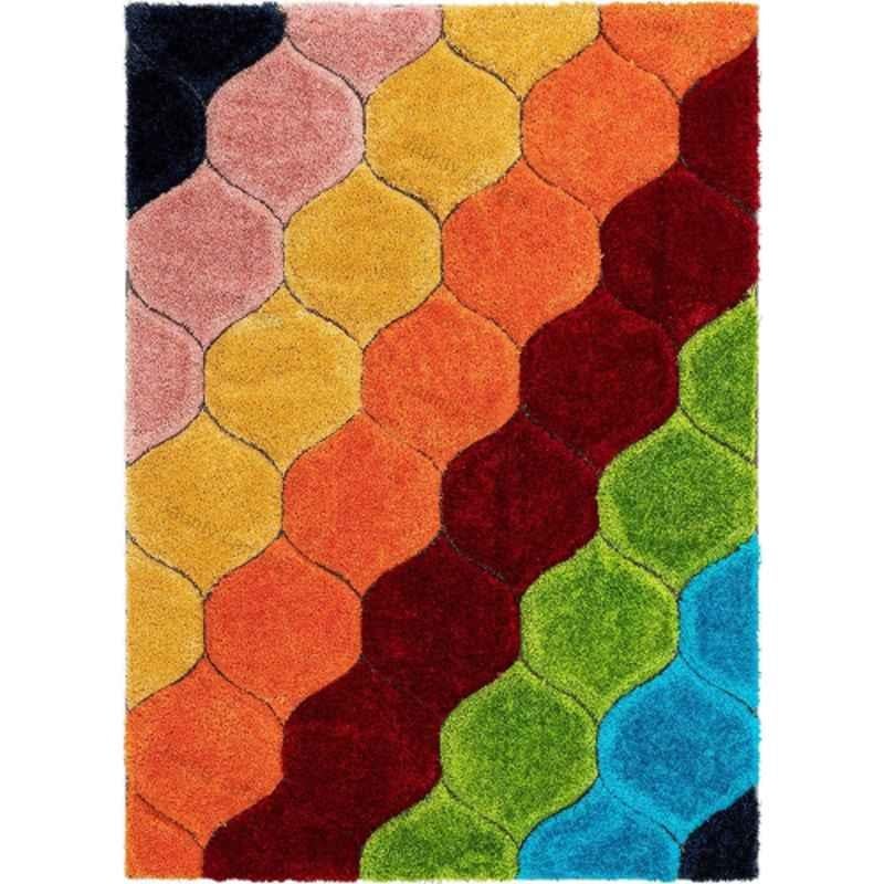 Carpetify 3x5ft Multicolor Modern Geometric 3D Textured Thick & Soft Shaggy Fur Rug Carpet, 0928Z2QM771