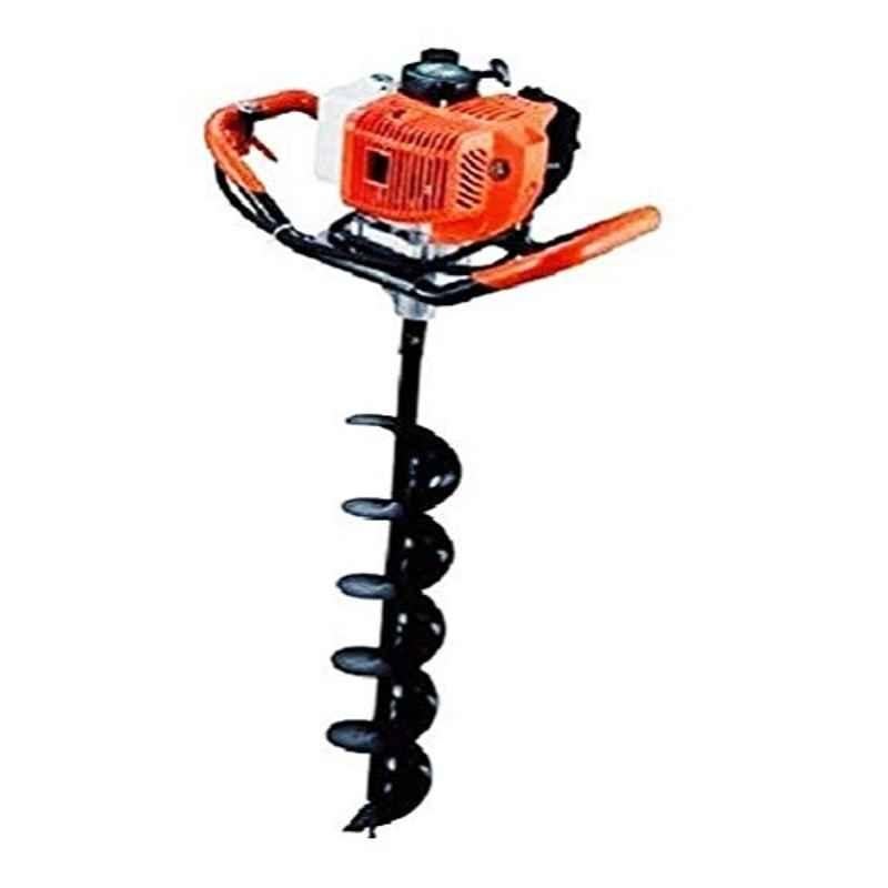 Shakun 1.9kW 52CC 2 Stroke Petrol Engine Red & Orange Heavy Duty Drill Hole Earth Auger with 2.5 inch Drill