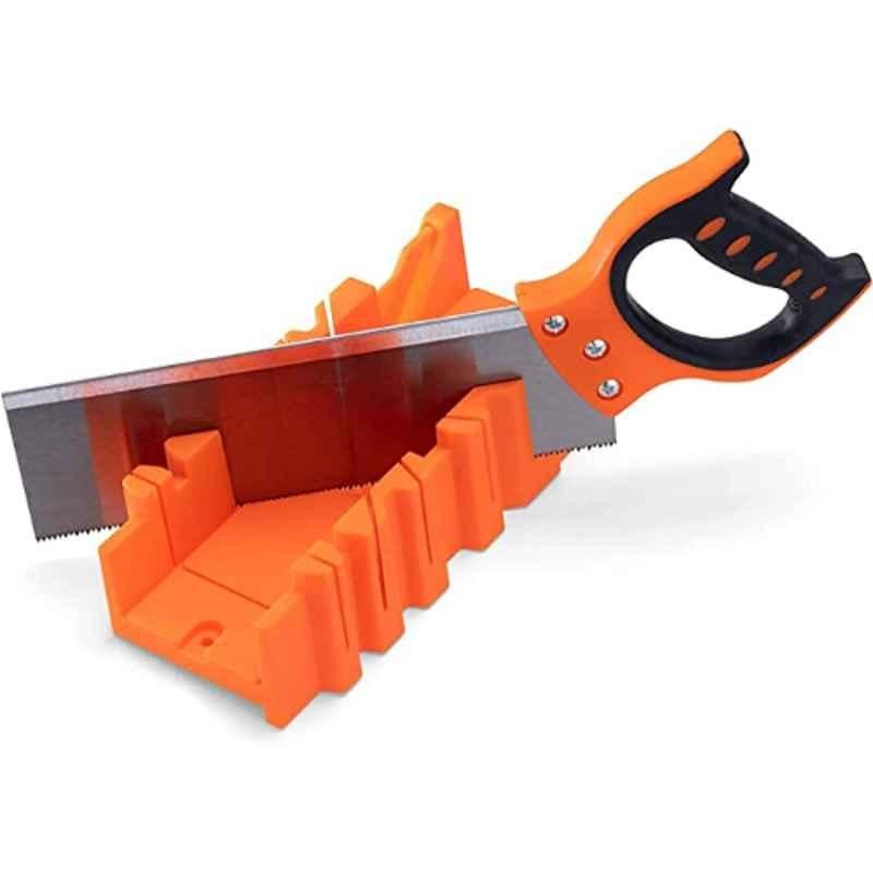 Kravetto 12 inch ABS Orange Mitre Box with Saw for Accurate Cutting