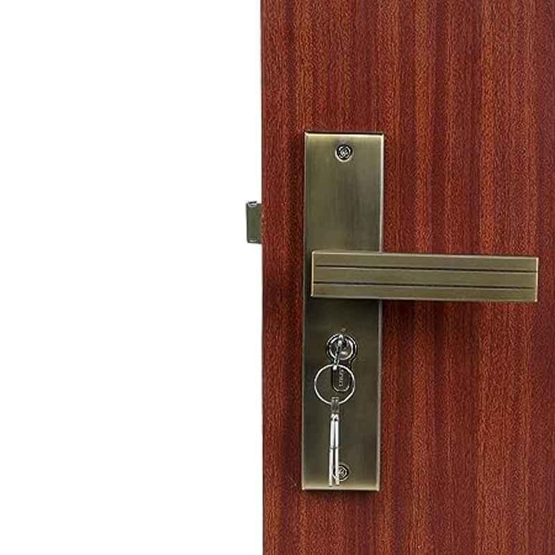 Homexpert Altroz 8 inch 60mm Stainless Steel Antique Brass Finish Cylindrical Plate One Side Key Mortise Door Lock Set