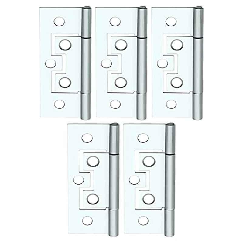 Screwtight 2.5 inch Iron Chrome Finish Cabinet & Door Flush Hinge, â€ŽS170704CP-05 (Pack of 5)