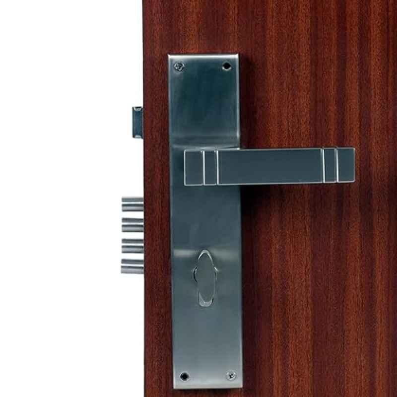 Homexpert Spacio 10 inch 60mm Stainless Steel Satin Finish Cylindrical Plate One Side Key Mortise Door Lock Set