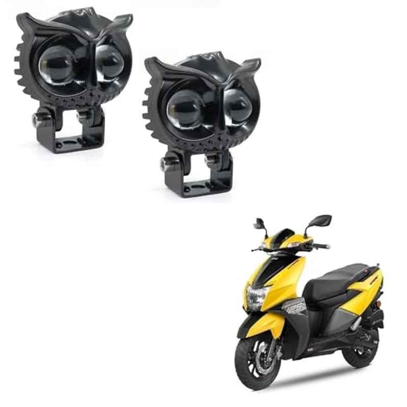 Kozdiko 2 Pcs Yellow & White Owl Eye Shape LED Amber Fog Light Set for TVS NTORQ 125
