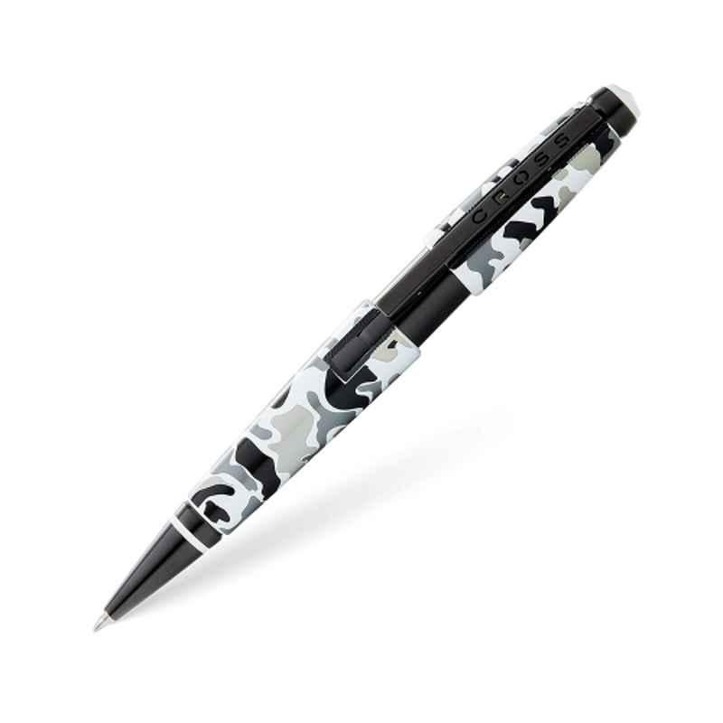 Cross Edge Black Gel Ink Black & White Camouflage Roller Ball Pen with 1 Pc Black Gel Ink Refill Set, AT0555-18