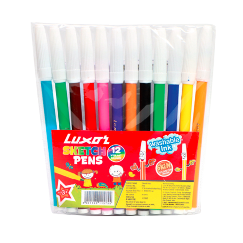 Luxor 12 Pcs Multicolor Sketch Pens Set, 950