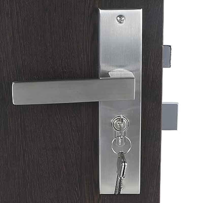 Handle Waala LB10003-CYS-BSK 8 inch 60mm Stainless Steel Silver Cylindrical Plate Both Side Key Mortise Door Lock Set