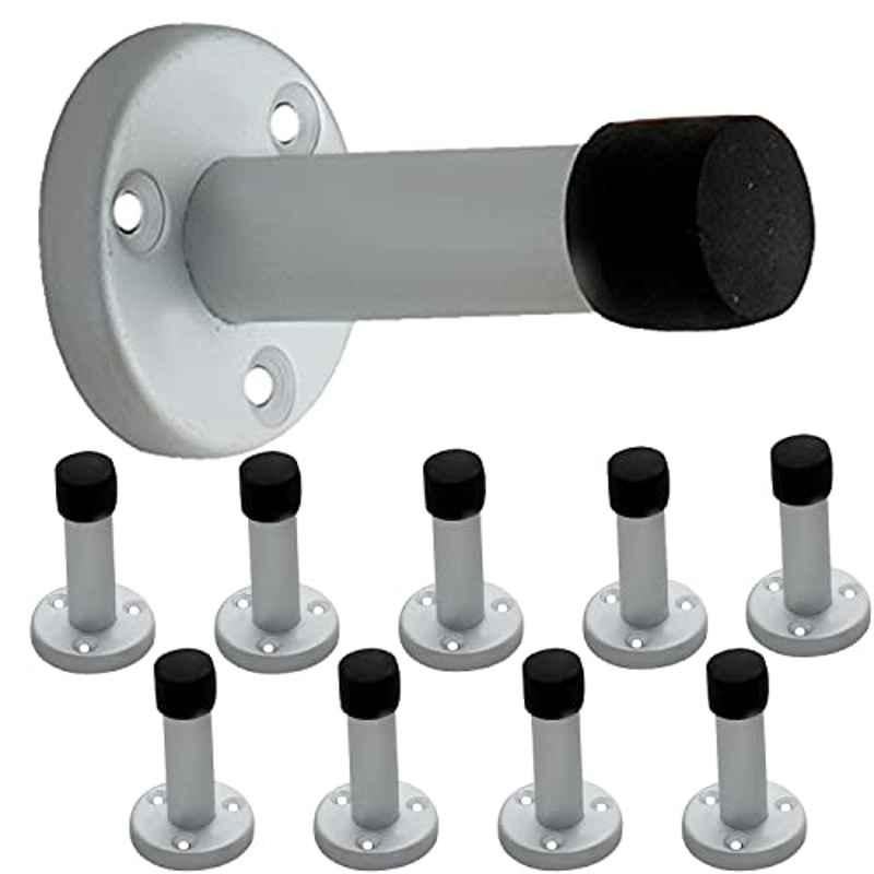 Screwtight 2.75 inch Aluminium Silver Door Stopper for Home, A230201SAA-10 (Pack of 10)