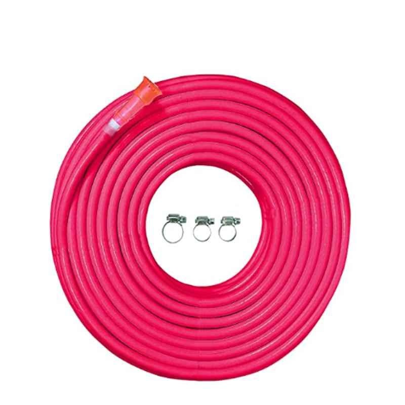 Cinagro 15m Polyvinyl Chloride Braided Flexible Hose Pipe with Tap Adapter & 3 Clamps, CIN-PVC -15M-P1