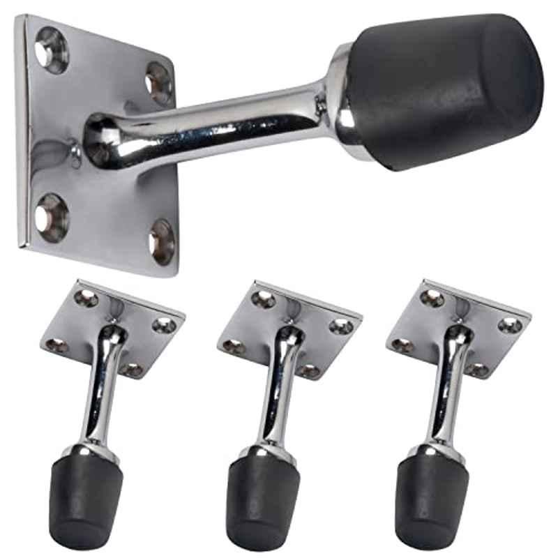 Screwtight 3 inch Zinc Chrome Plated Wall Mounted Door Stopper, Z230101CP-4 (Pack of 4)