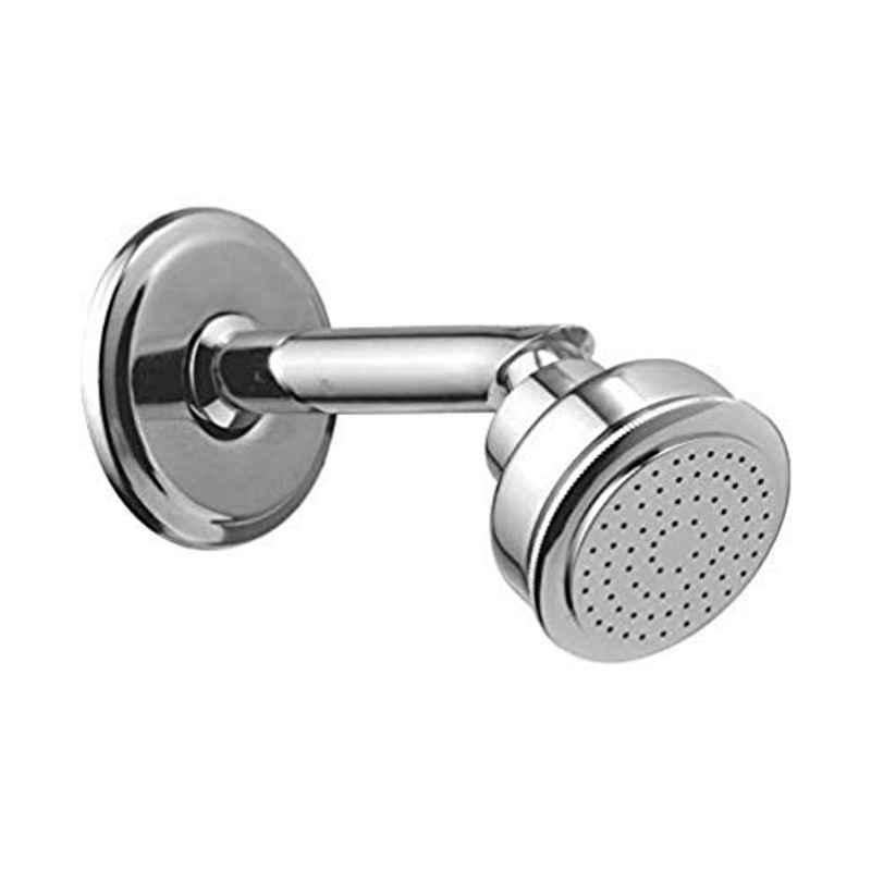 Logger 65mm Brass Sheer Finish Silver Overhead Shower with 15cm Arm