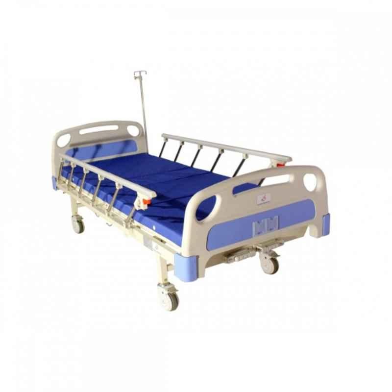 Wellton Healthcare 190x90x60cm Mild Steel Plain Hospital Bed with Mattress & All Accessories