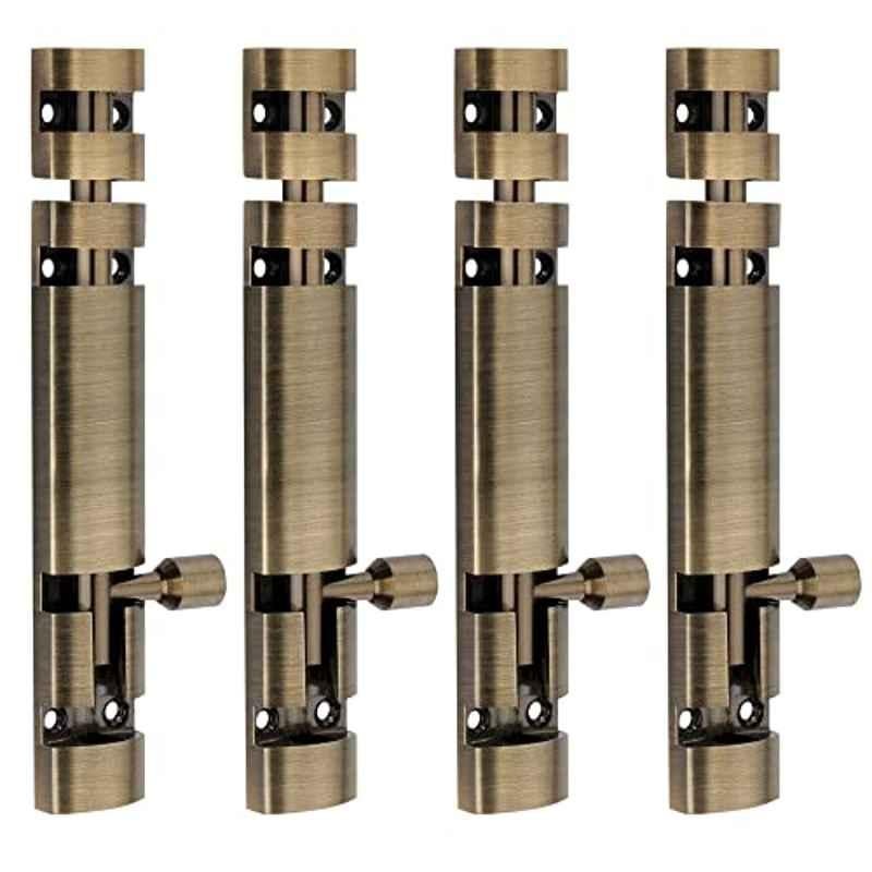 Screwtight Xylo 4 inch Aluminium Antique Brass Finish Tower Bolt, XYLO-BA-4IN-4 (Pack of 4)