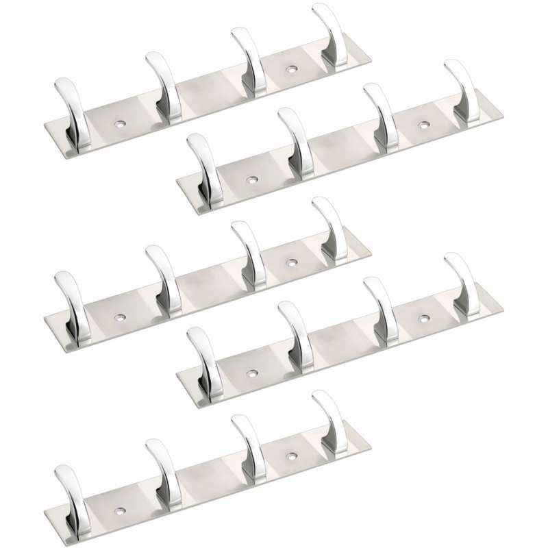 Abyss ABDY-1302 Chrome Finish Stainless Steel Two Tone Hooks Rail (Pack of 5)