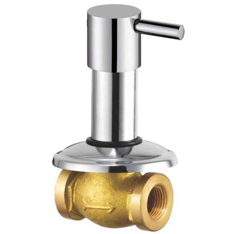 Drizzle Flora 20mm Brass Chrome Finish Silver Concealed Stop Cock, ACON20FLORA