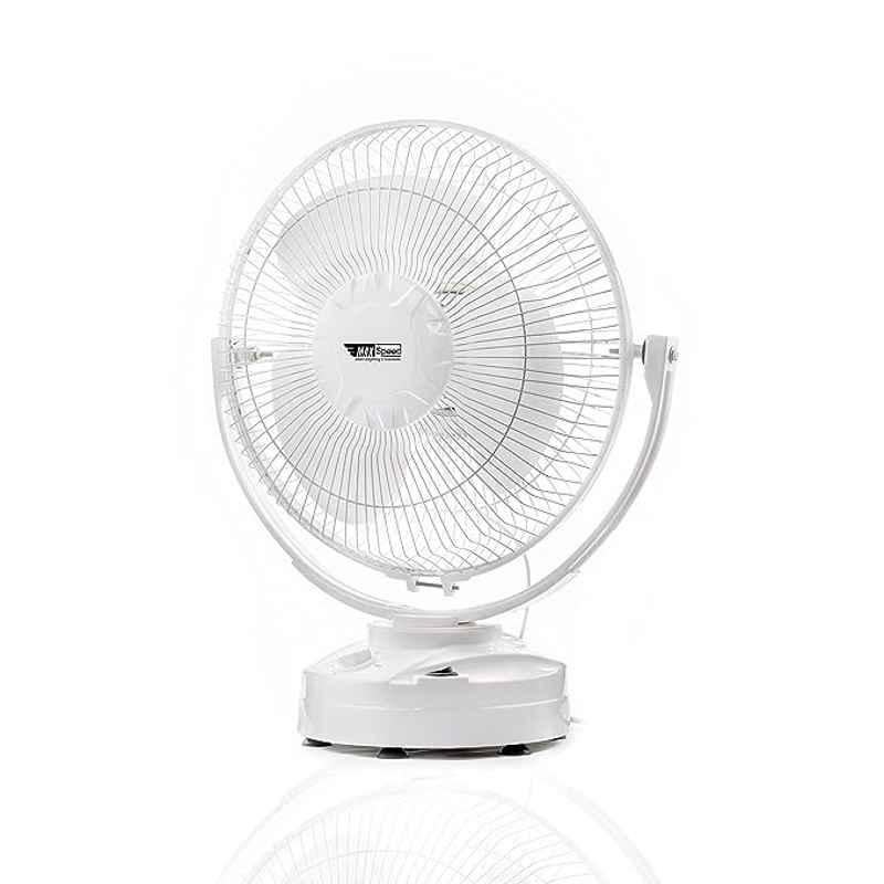 Max Speed Elite Swing 60W White Multi Purpose Table Fan, Sweep: 300 mm