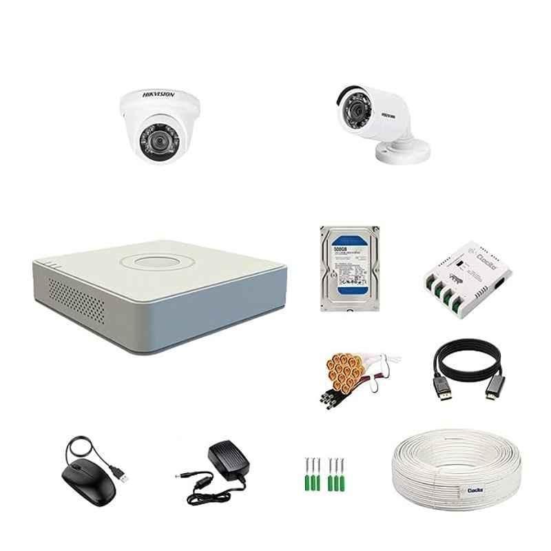 Hikvision 2MP 500GB HDD 4 Channel DVR Day & Night CCTV Camera Kit with Dome & Bullet Camera