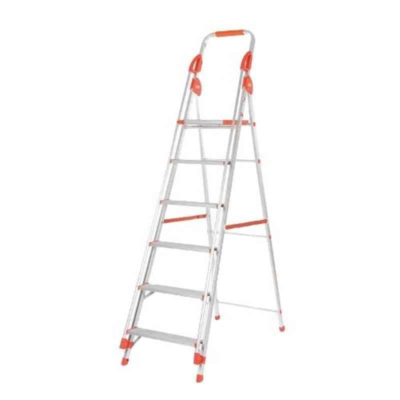 Bathla Zenith 6 Step Silver & Orange Aluminium Ladder