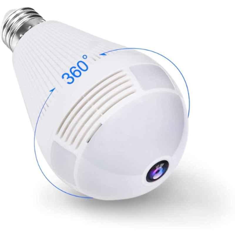 AUSHA C4 2MP 1080p Plastic 360 deg Bulb CCTV Camera with Wi-Fi Mobile Connectivity, Night Vision, Motion Detection & 2 Way Audio