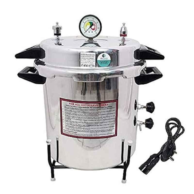 Indosurgicals 24L Aluminium Seamless Electric Pressure Cooker Type Autoclave, 45003