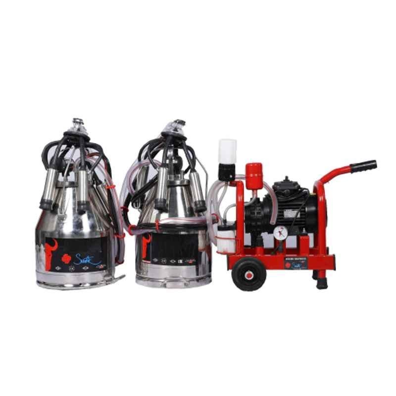 Swastik 25 Litre Stainless Steel 304 Double Bucket Milking Machine with Engine, Mad-Dog-01