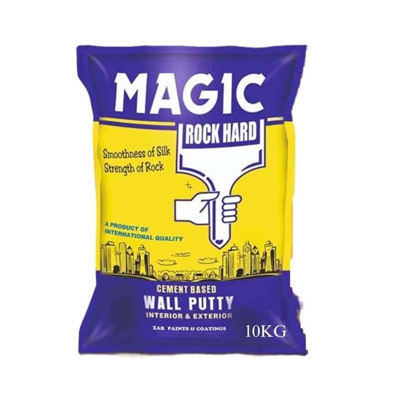 Magic Rock Hard Cement Base Wall Putty | White Cement Powder for Smooth Finish| Interior/Exterior Walls | Wall Putty Powder 10 KG Bag
