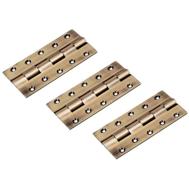 Smart Shophar 6x1.25x2 inch Brass Antique Railway Hinge, SHA10HG-RAIL-AN6X1.25X2-P3 (Pack of 3)
