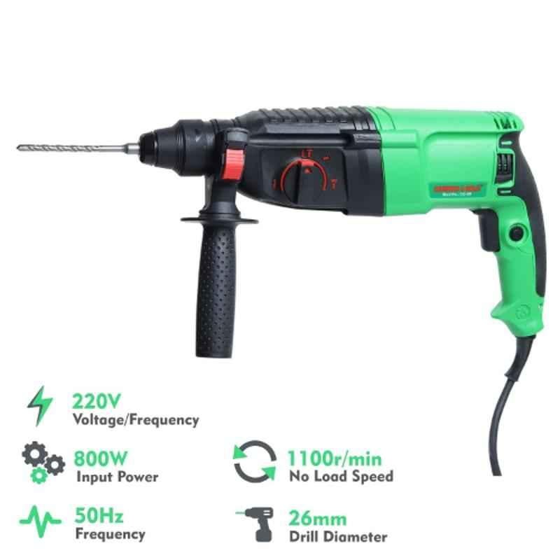 Camron CG-26 800W 1100rpm 26mm Gold Hammer Drill with 3 Pcs Drill Bit, I001178
