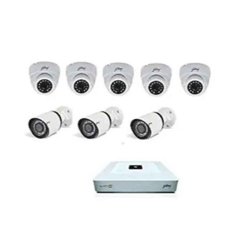 Godrej See Thru 1080p Full HD White CCTV Camera Kit without Hard Disk, Godrej 2MP 5 DOME 3BULLET