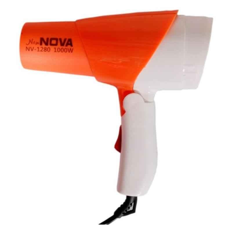 Nova 1280 1000W Orange Foldable Hair Dryer (Pack of 2)