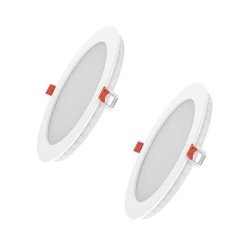 Fybros Faro 12W Polycarbonate Cool White Round LED Panel Light, FLS5057B (Pack of 2)