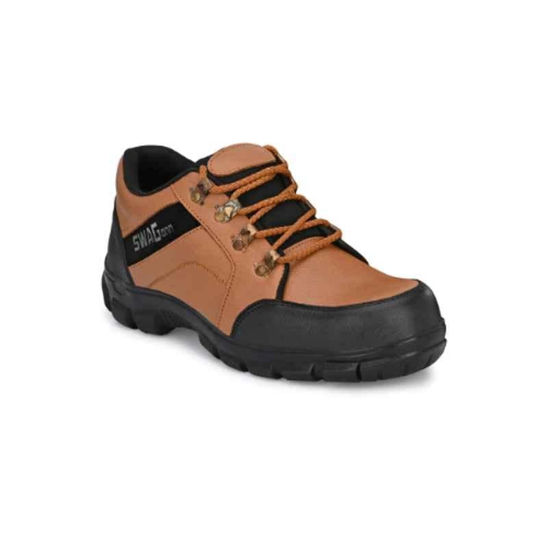 Hundo P Leather Steel Toe Tan Work Safety Shoes, Size: 8, WW-111