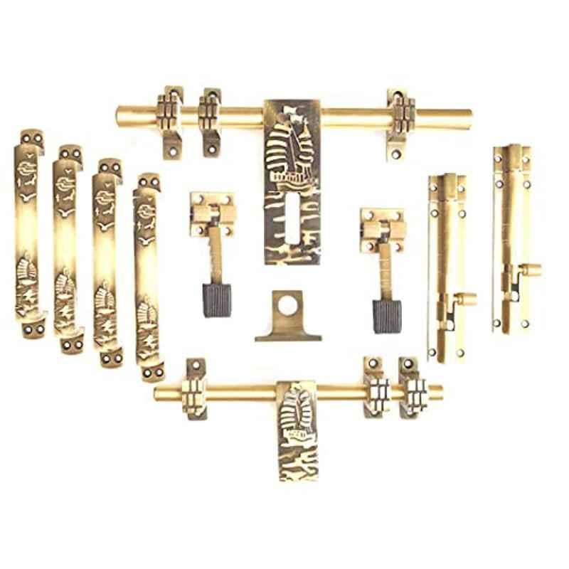 Jovial 10 Pcs Zinc Alloy Antique Brass Double Door Fitting Accessories Kit, DoubleDoor-1024-KT-134