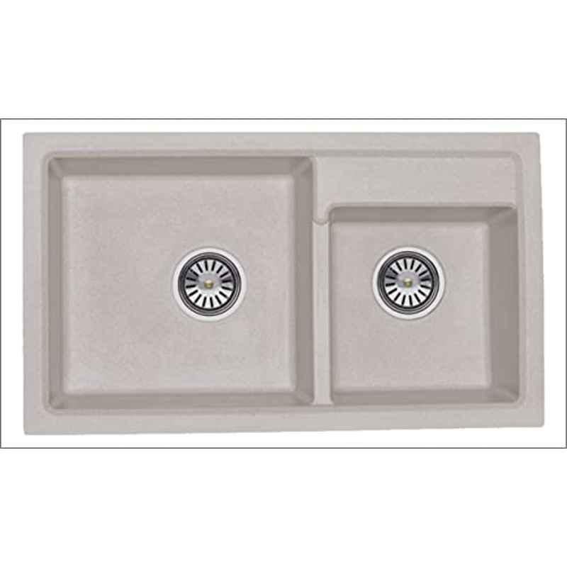 Uken Heavy Duty Quartz Kitchen Sink (31X17.5) With Accessories(31/17.5-Qu-Gr-Rs-3) White