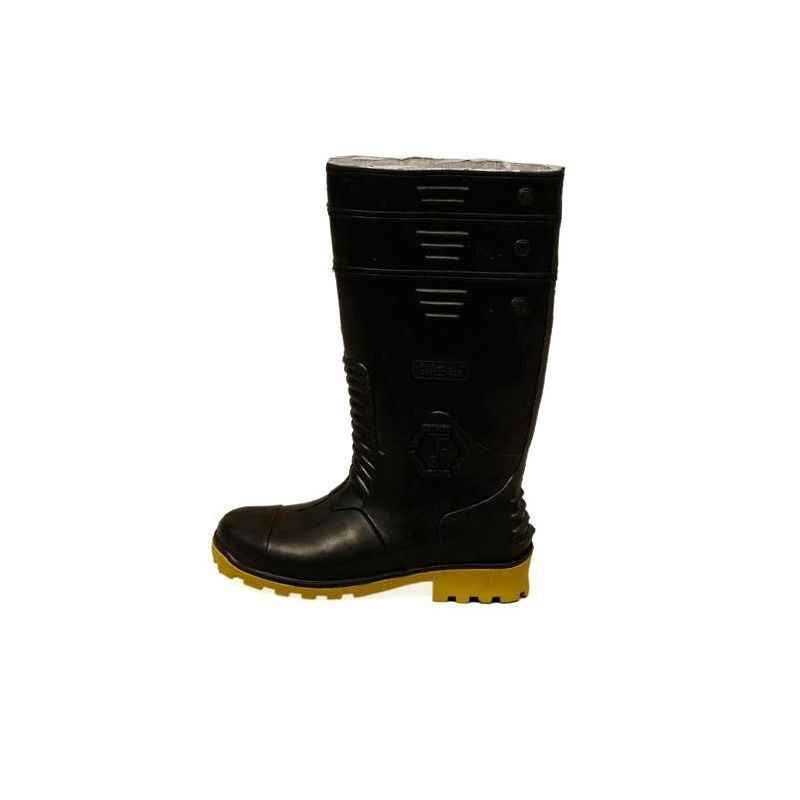 Hillson 15 Inch Black Steel Toe PVC Work Gumboots, Size: 10