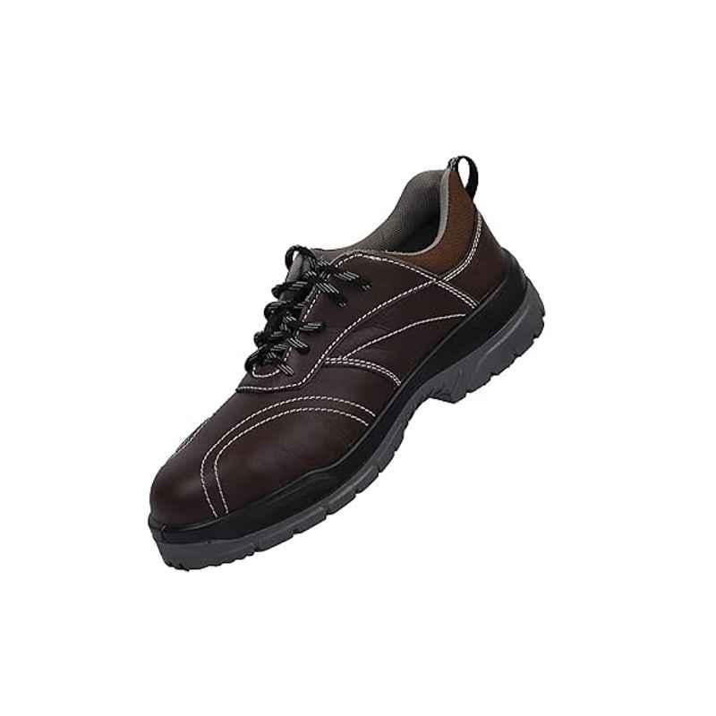 Mallcom Rufus J01 Synthetic Microfiber Double Density PU Sole Brown Low Ankle Safety Shoe, Size: 6