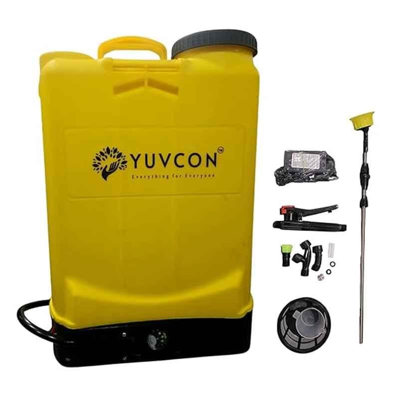 Yuvcon 16L Plastic Battery Operated Garden Sprayer with 4 Spray Nozzles & Adjustable Stainless Steel Long Lance, YUV-W-009