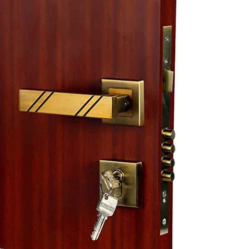Handle Waala Rose Altis Stainless Steel Antique Brass Finish One Side Key Mortise Door Lock Set