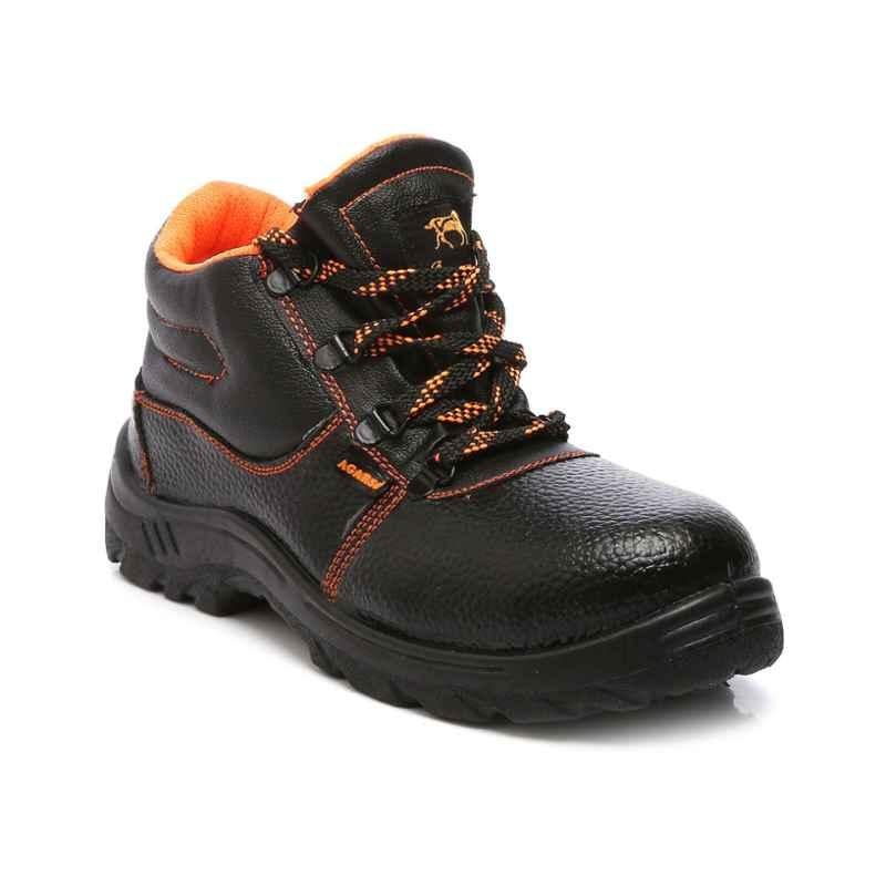 Agarson Innova Steel Toe Black & Orange Work Safety Shoes, Size: 10