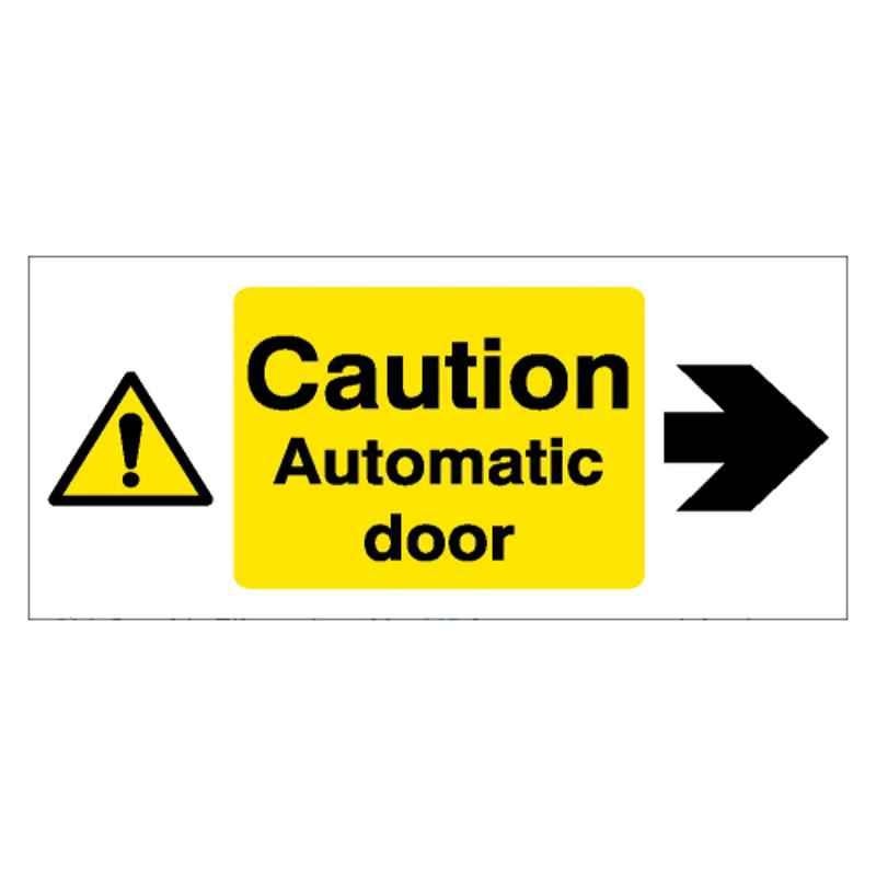 SUNSIGNS 600x300mm Vinyl & Sun Board Caution Automatic Door Left Signage, SN0207VNLM1HPIABS