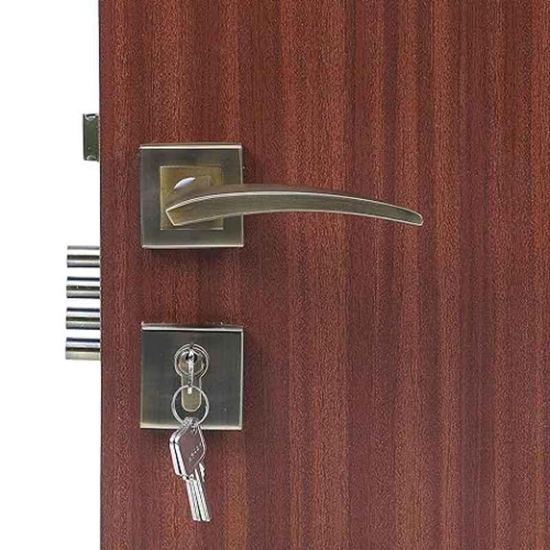 Homexpert Rose Lobos 60mm Stainless Steel Antique Brass Finish Cylindrical Plate One Side Key Mortise Door Lock Set