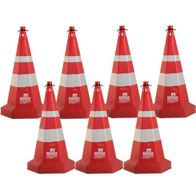 Nilkamal 750mm Red Road Traffic Safety Cone with 7m Chain & Hook (Pack of 7)