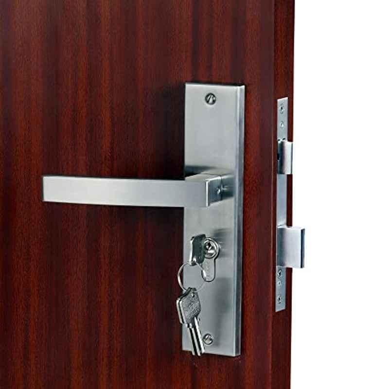 Homexpert MG308 8 inch 60mm Stainless Steel Satin Finish Cylindrical Plate Both Side Key Mortise Door Lock Set