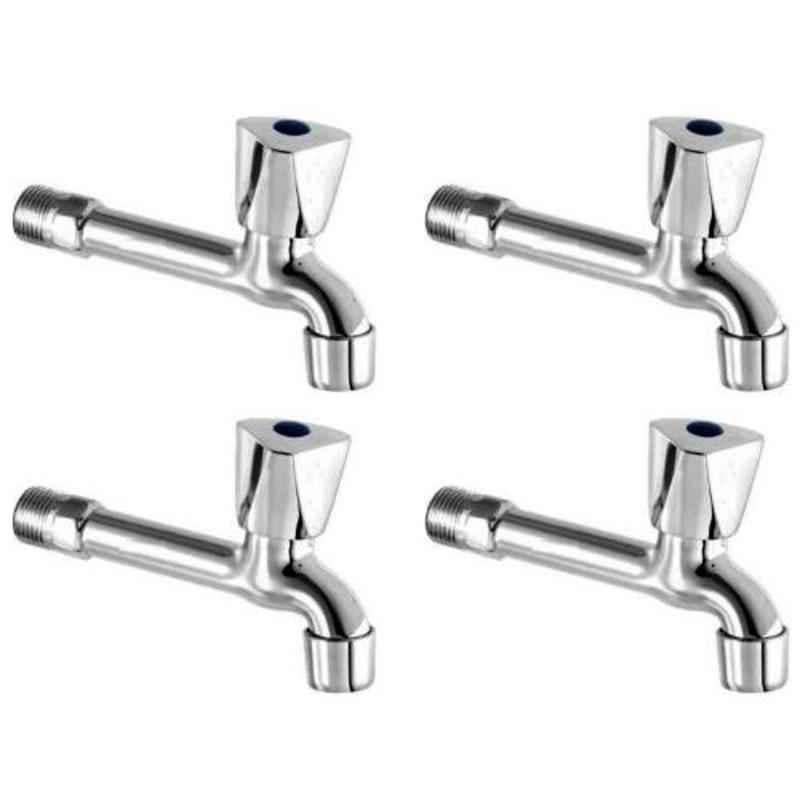 Drizzle AcuraMini 4 Pcs Brass Chrome Finish Silver Long Body Bib Cock Set with Foam Flow, LONGACURAMINI4