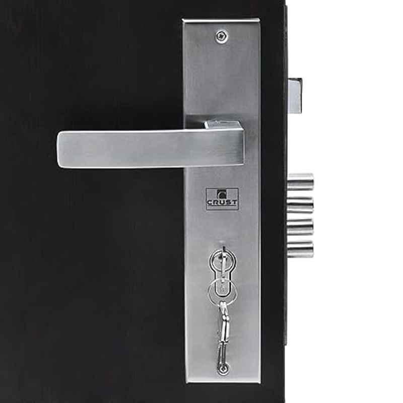 Handle Waala LB10001-OSK 10 inch 60mm Stainless Steel Silver Cylindrical Plate One Side Key Mortise Door Lock Set