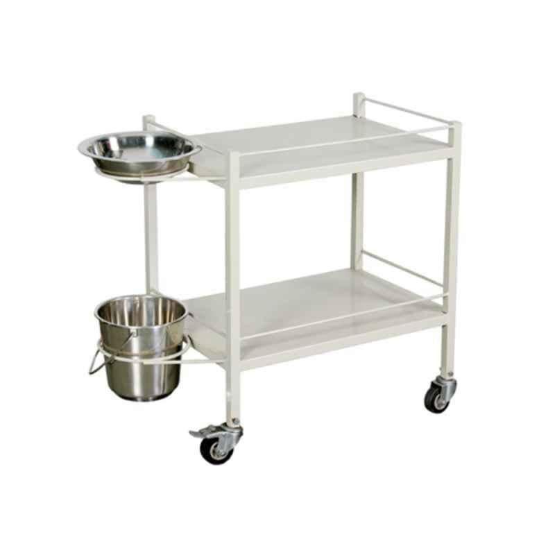 Welltrust Healthcare Mild Steel Powder Coated 2 Shelves Dressing Trolley, WSH-1406