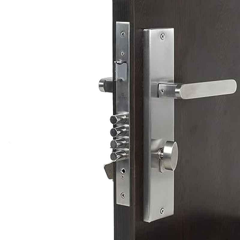 Handle Waala LB304-OSK 10 inch 60mm Stainless Steel Silver Cylindrical Plate One Side Key Mortise Door Lock Set