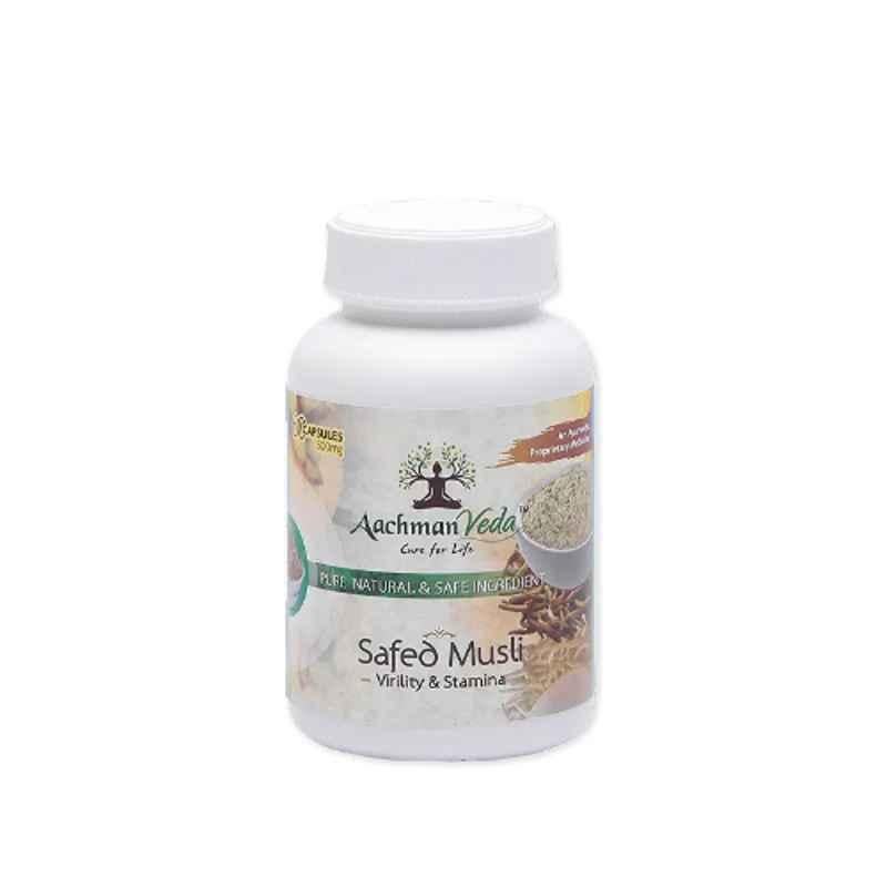 Aachman Veda 500mg Safed Musli 60 Capsules Bottle, 8939111486224