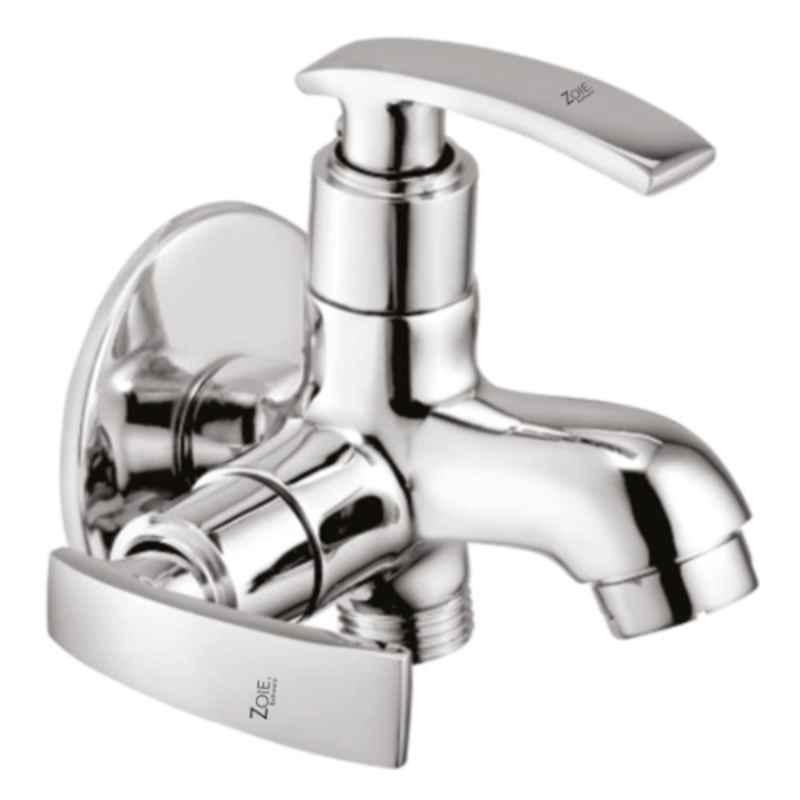Zoie Viva Brass Silver Chrome Finish 2 in 1 Bib Tap, Z28009 by Moglix