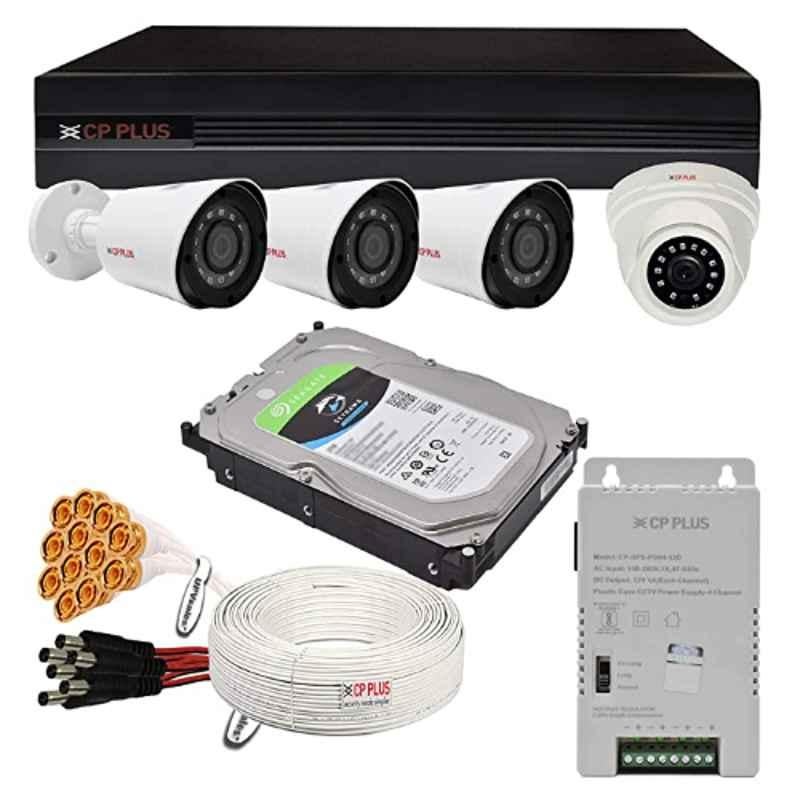 CP Plus 2.4MP 1 Pc Dome, 3 Pcs Bullet Camera, 2TB Hardisk, 4CH DVR, Cable Roll, Power Supply, BNC & DC Connector Kit